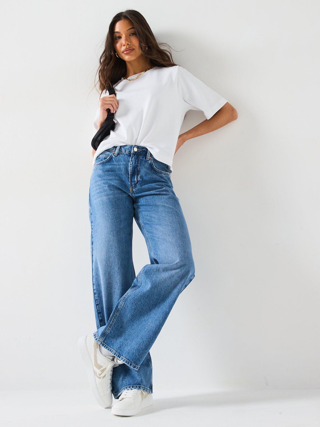 Image 3 of 6 of V by Very Low Slung Baggy Jeans - Mid Wash
