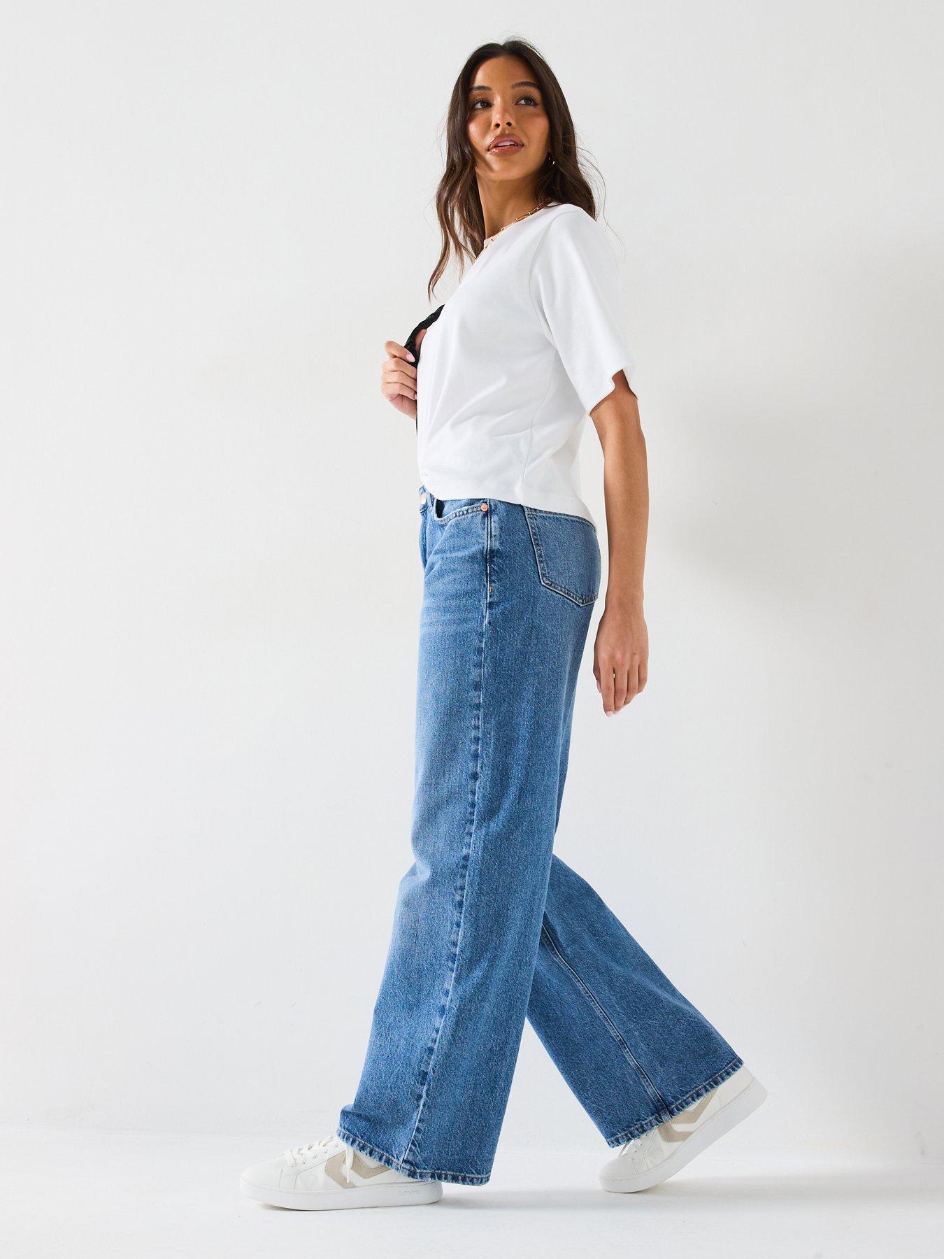 Image 5 of 6 of V by Very Low Slung Baggy Jeans - Mid Wash
