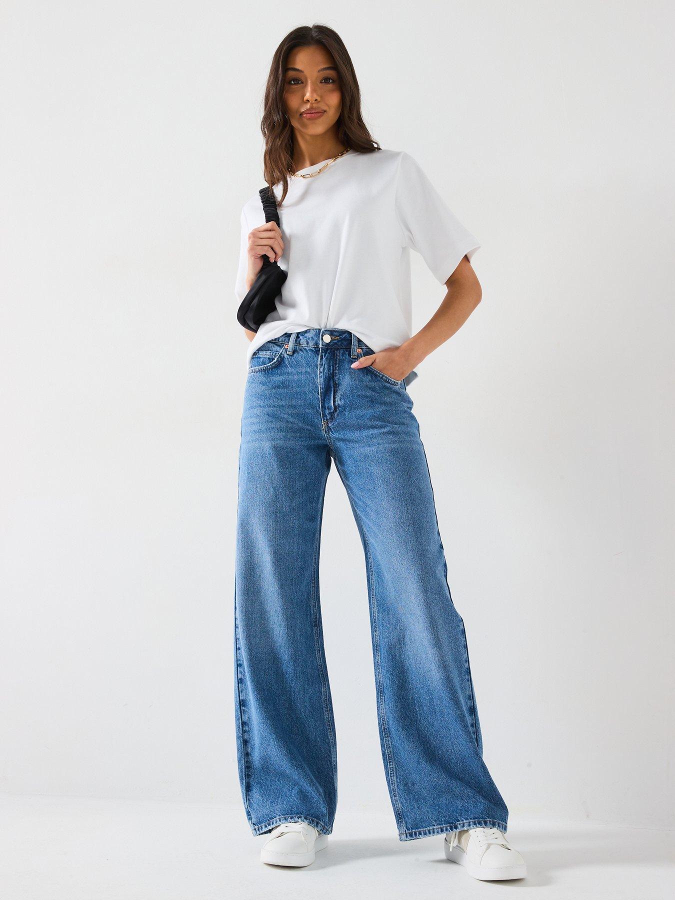Image 6 of 6 of V by Very Low Slung Baggy Jeans - Mid Wash