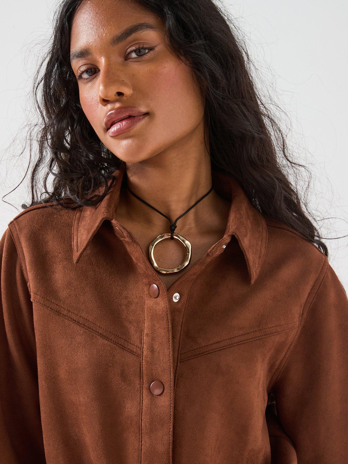 Image 4 of 6 of V by Very Suedette Western Dress - Chocolate - Brown