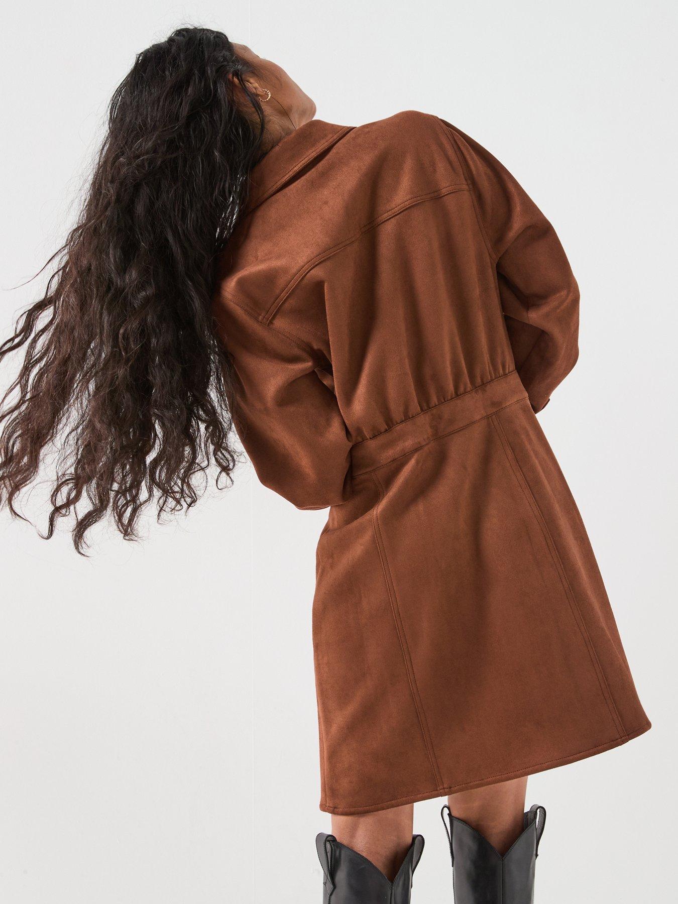Image 5 of 6 of V by Very Suedette Western Dress - Chocolate - Brown