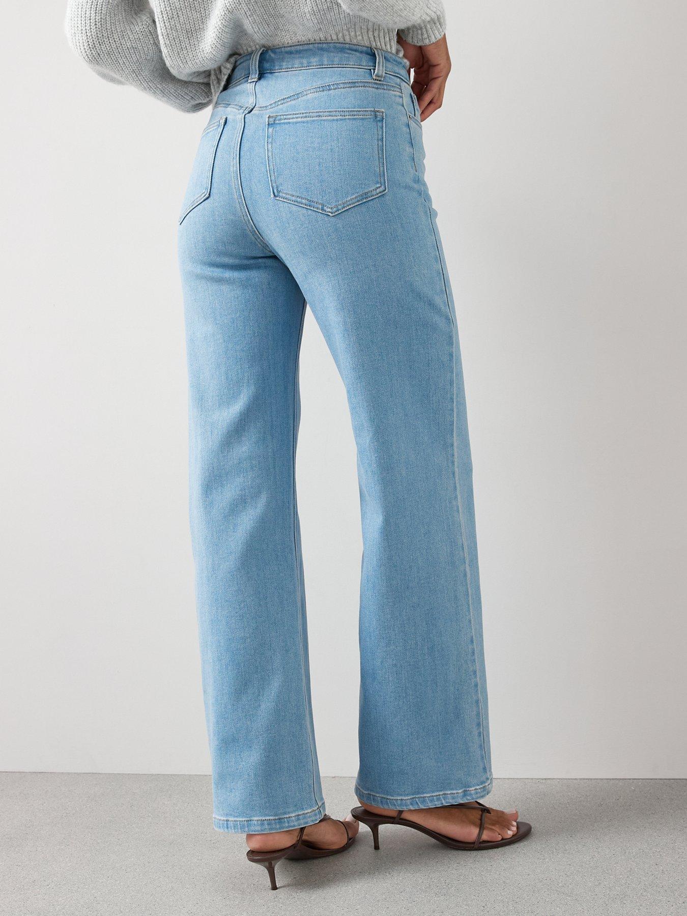 Image 2 of 7 of V by Very Wide Leg Jeans With Stretch - Light Wash