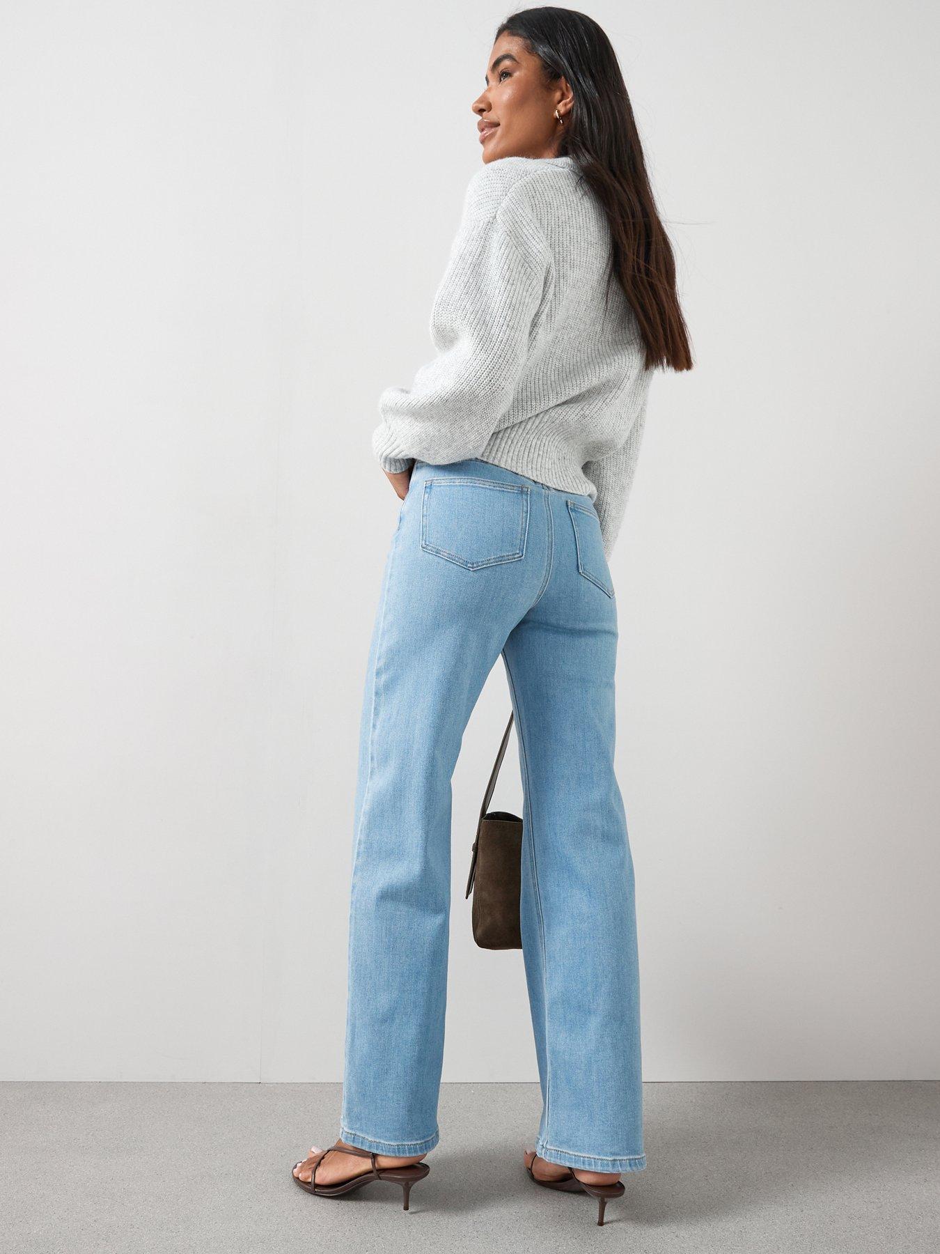 Image 6 of 7 of V by Very Wide Leg Jeans With Stretch - Light Wash