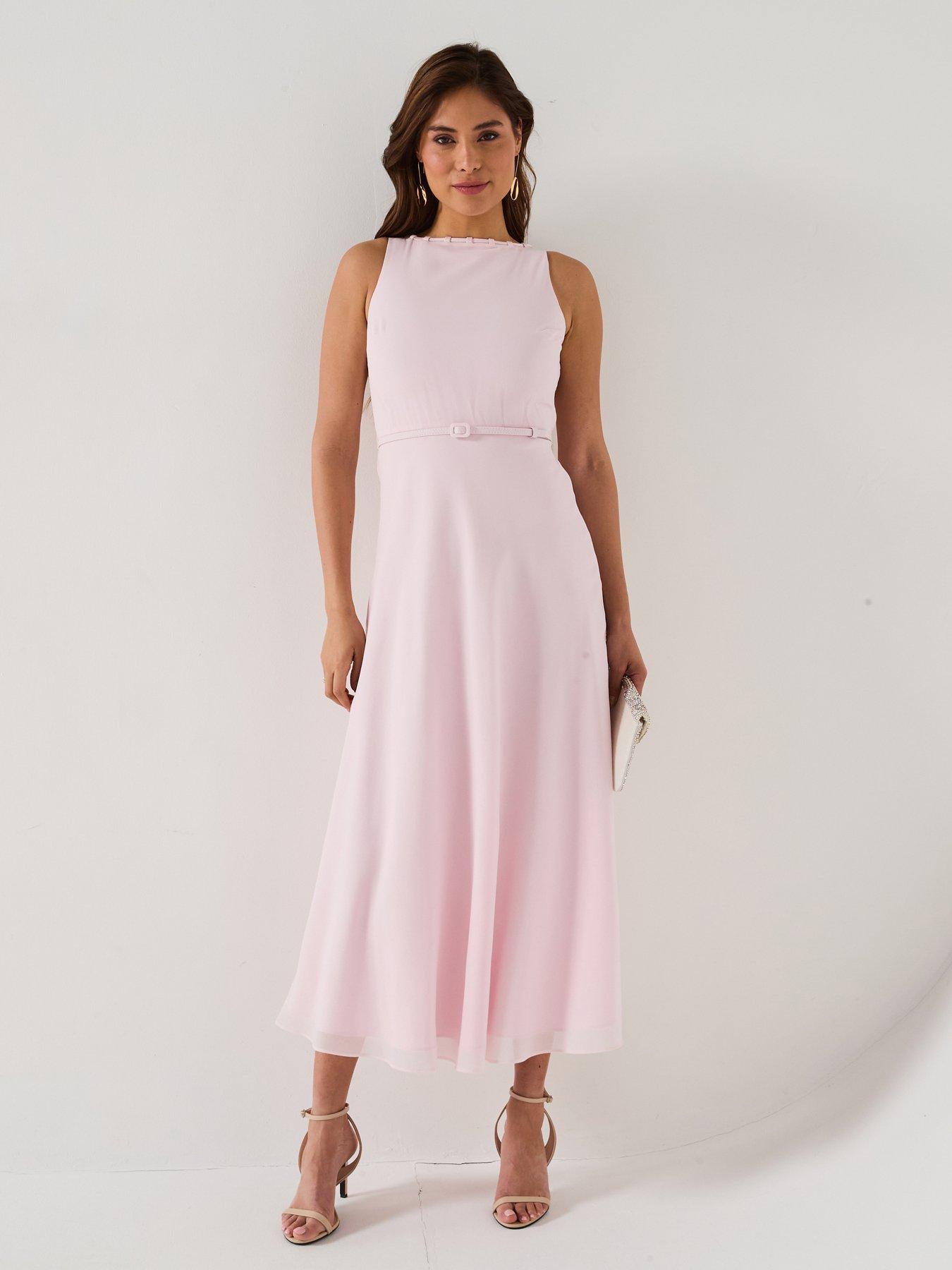 undefined Tailored Trim Detail Satin Midi Dress