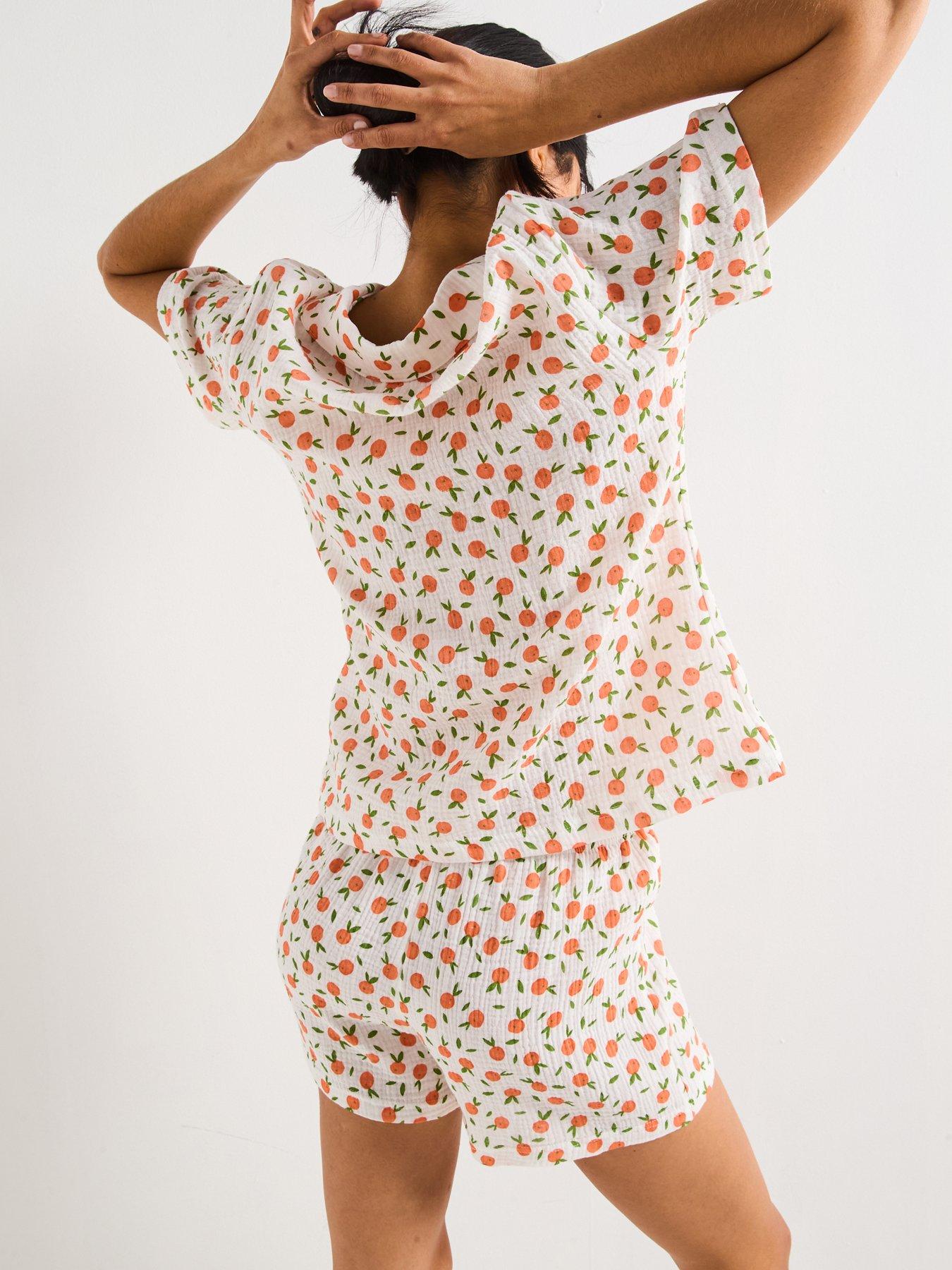 Image 2 of 5 of V by Very Print Short Sleeve Revere Short Pj Set - Orange