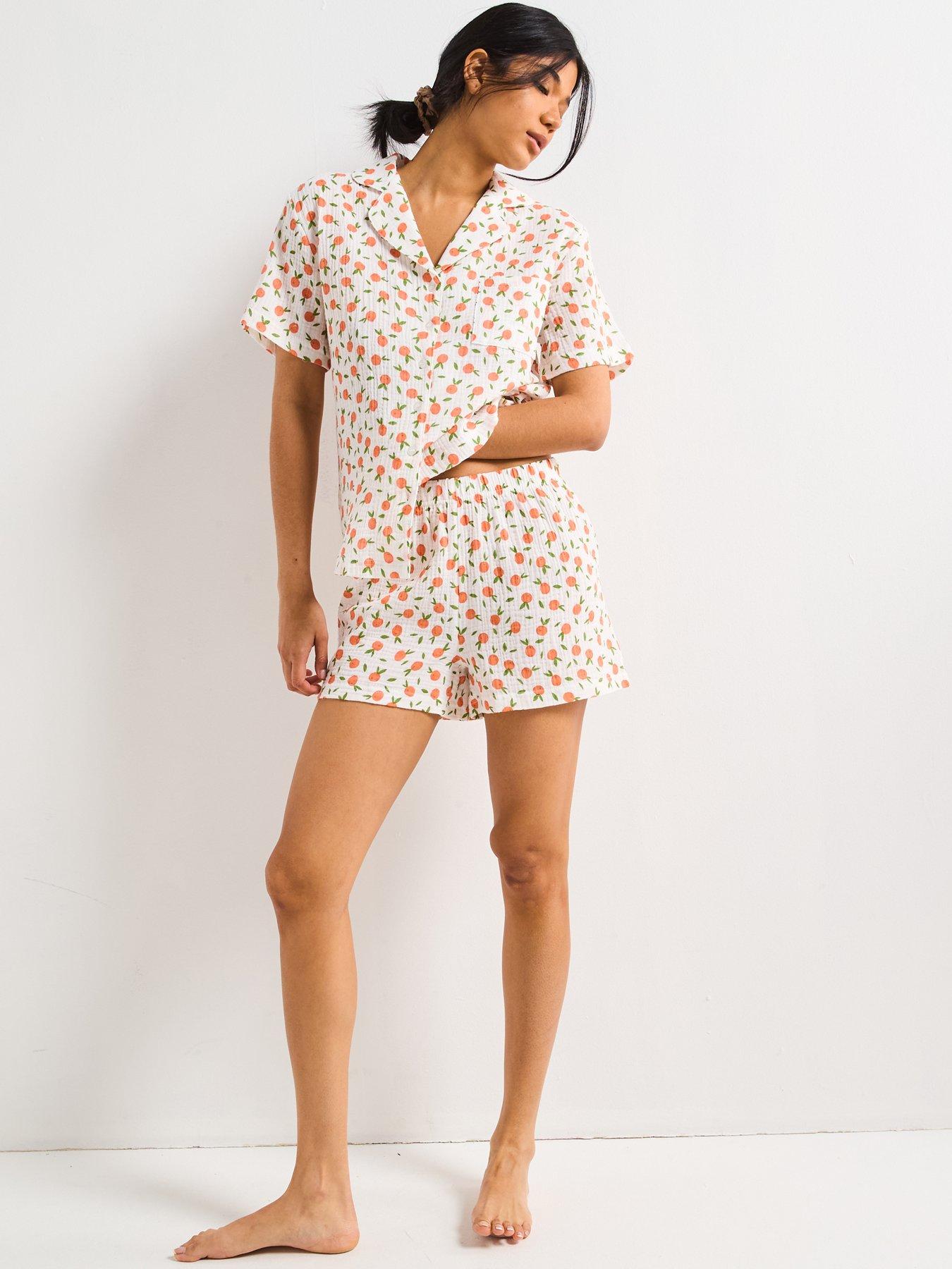 Image 3 of 5 of V by Very Print Short Sleeve Revere Short Pj Set - Orange