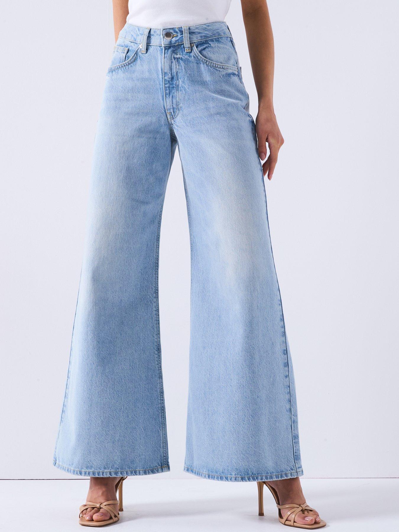 Image 1 of 6 of The Very Collection Denim Palazzo Jeans - Light Wash