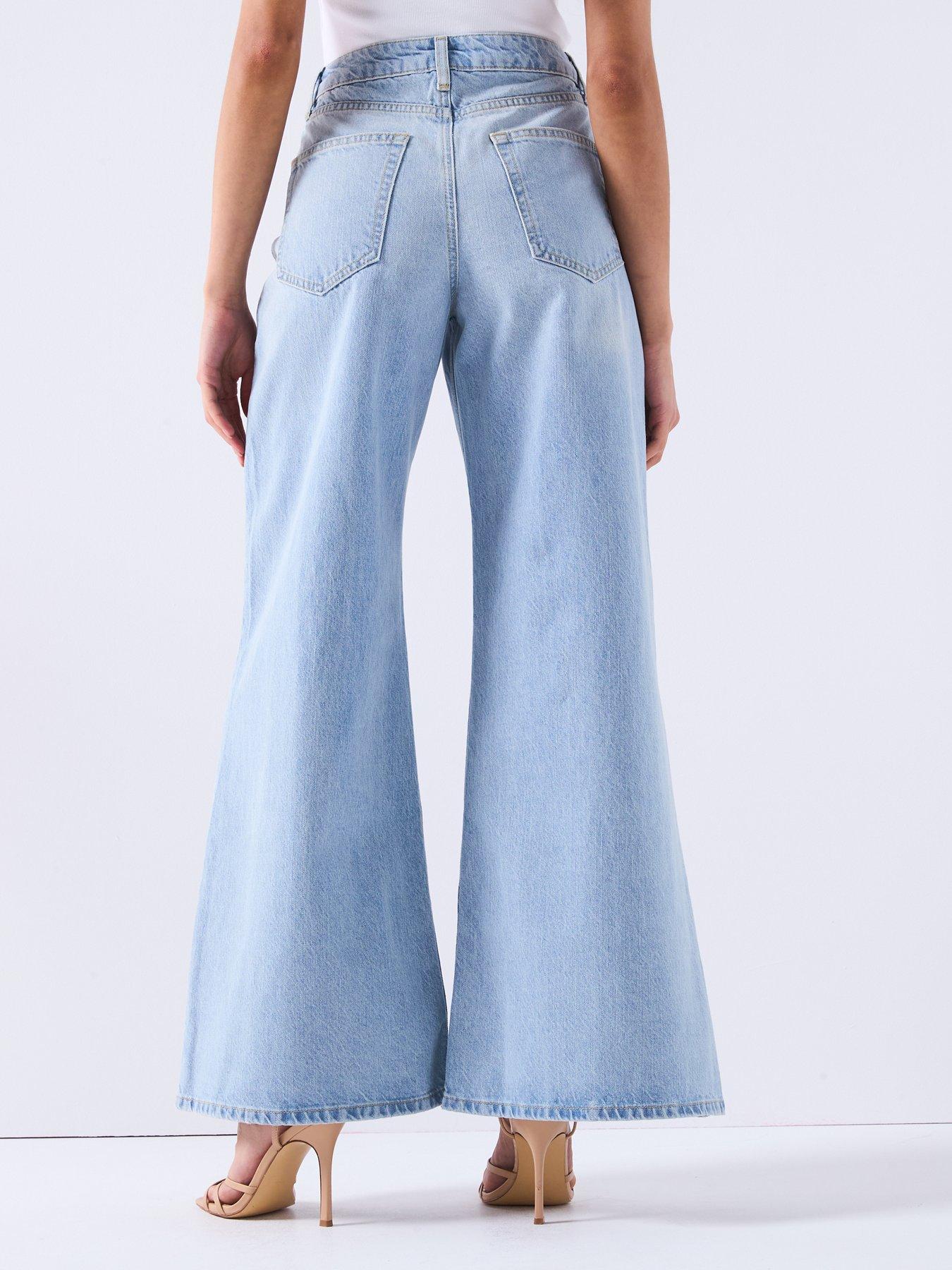 Image 2 of 6 of The Very Collection Denim Palazzo Jeans - Light Wash