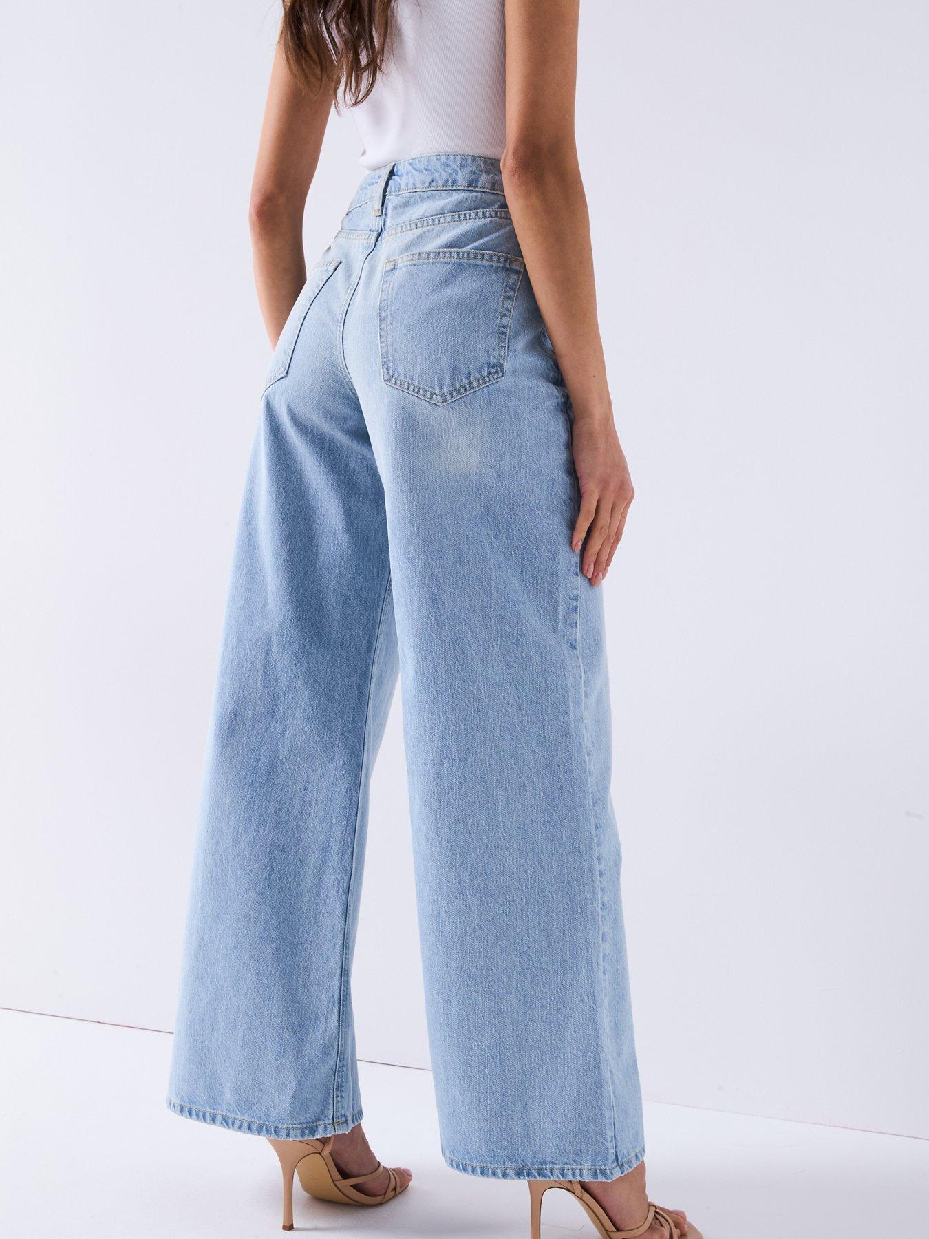 Image 6 of 6 of The Very Collection Denim Palazzo Jeans - Light Wash