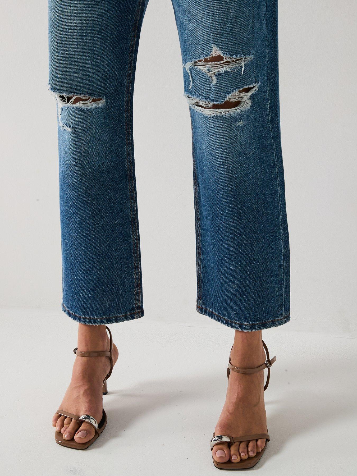 Image 5 of 6 of The Very Collection Distressed Authentic Boyfriend Jeans - Dark Wash