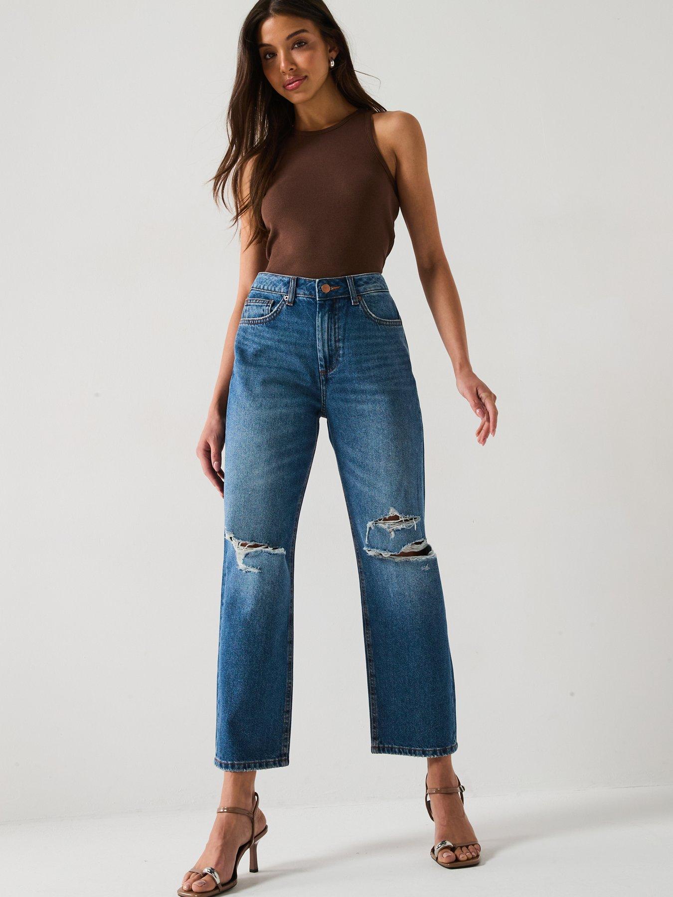 Image 6 of 6 of The Very Collection Distressed Authentic Boyfriend Jeans - Dark Wash