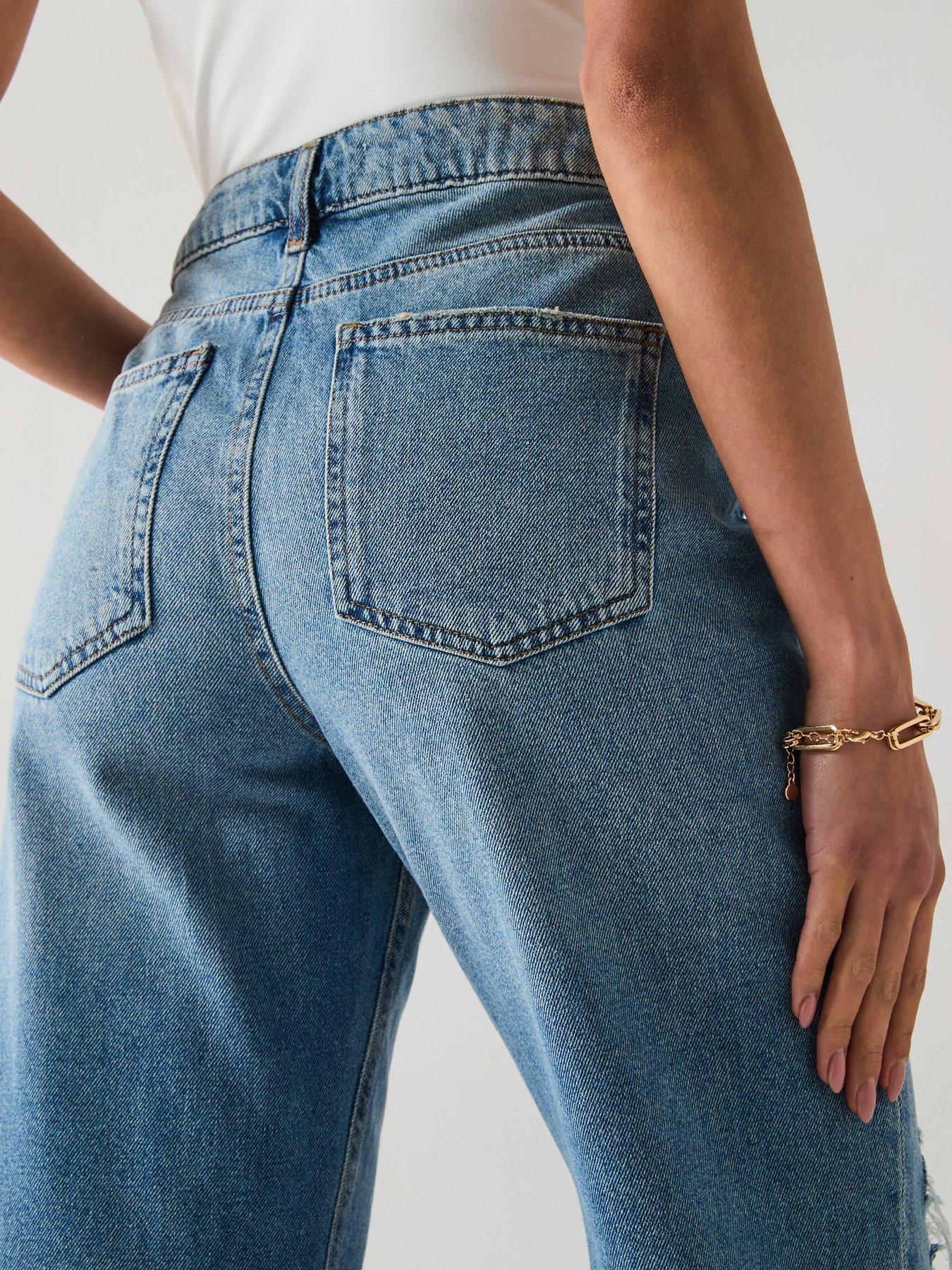 Image 5 of 6 of The Very Collection Distressed Authentic Boyfriend Jeans - Mid Wash