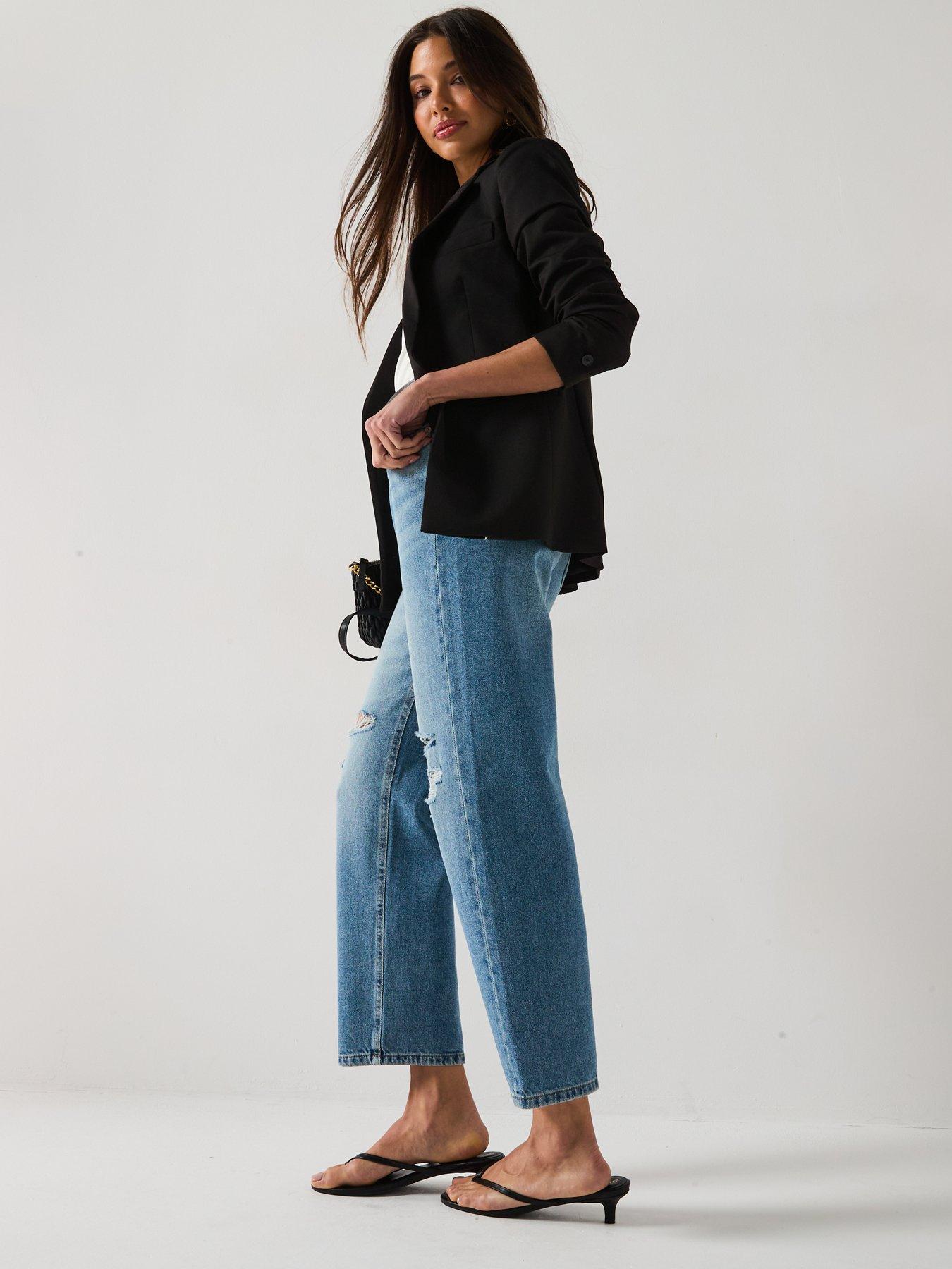 Image 6 of 6 of The Very Collection Distressed Authentic Boyfriend Jeans - Mid Wash