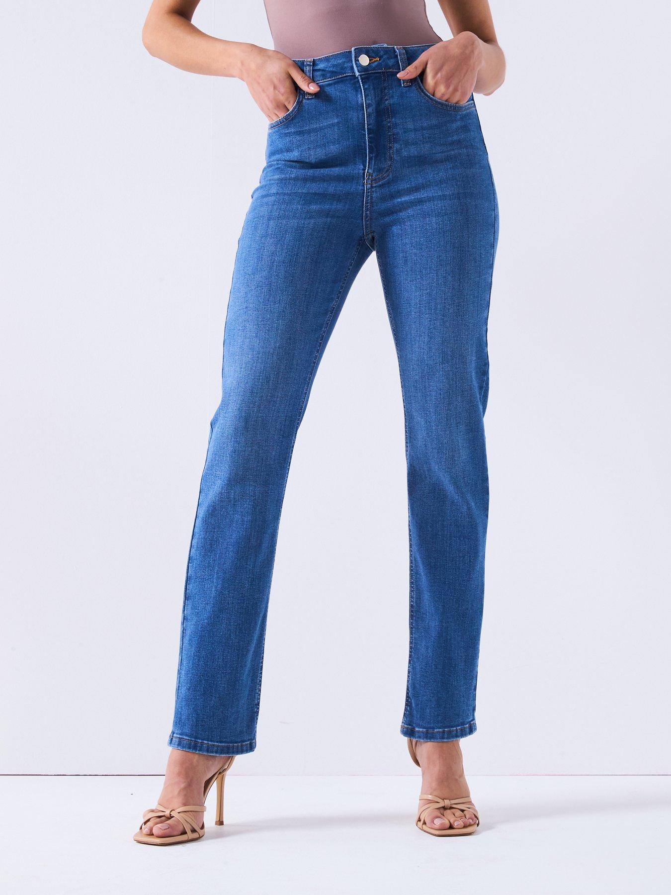 undefined Sculpt Straight Leg Jeans - Mid Wash