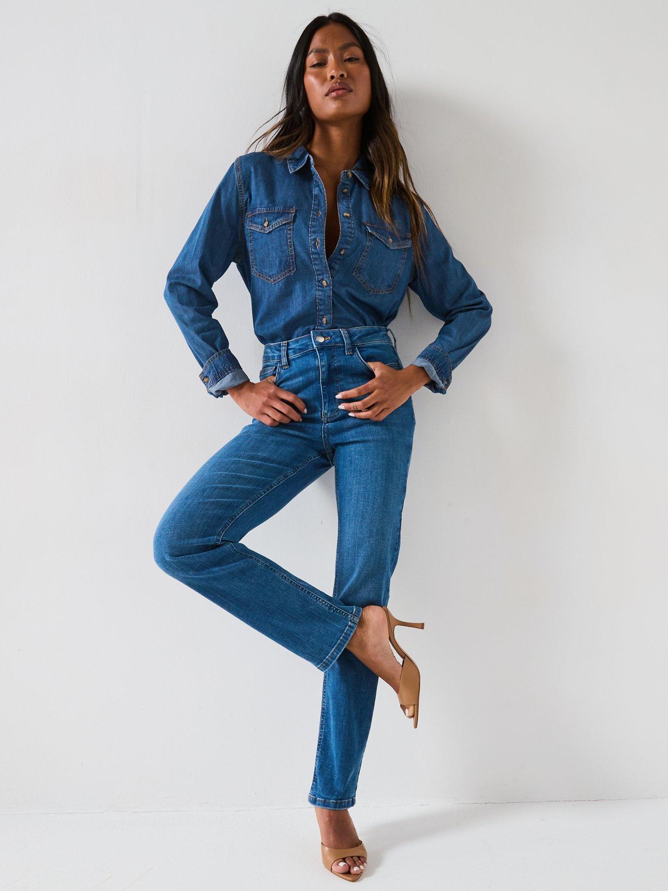 Image 4 of 6 of The Very Collection Sculpt Straight Leg Jeans - Mid Wash