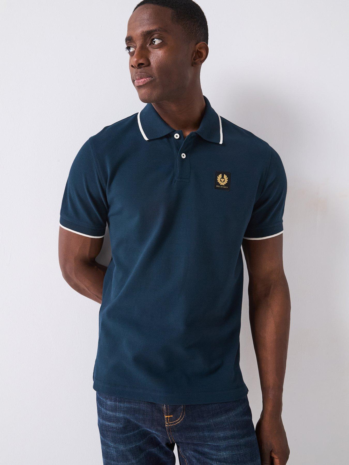 undefined Left Chest Patch Logo Regular Fit Tipped Polo Shirt - Navy