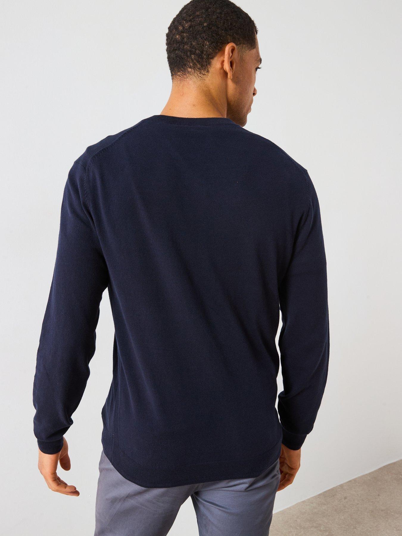 Image 2 of 6 of Very Man Cotton Rich Knitted V Neck Jumper - Navy