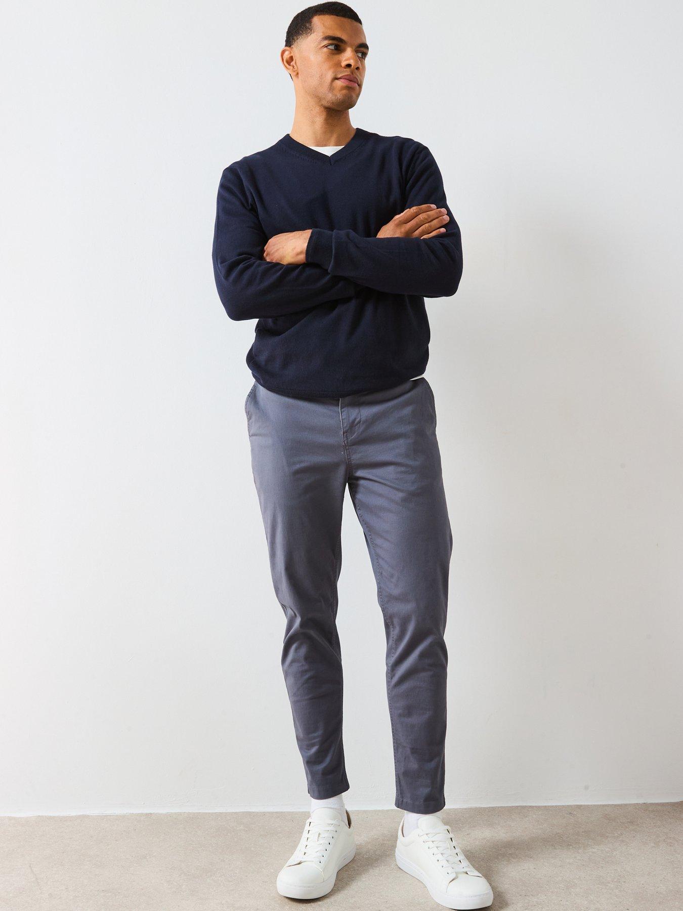 Image 3 of 6 of Very Man Cotton Rich Knitted V Neck Jumper - Navy