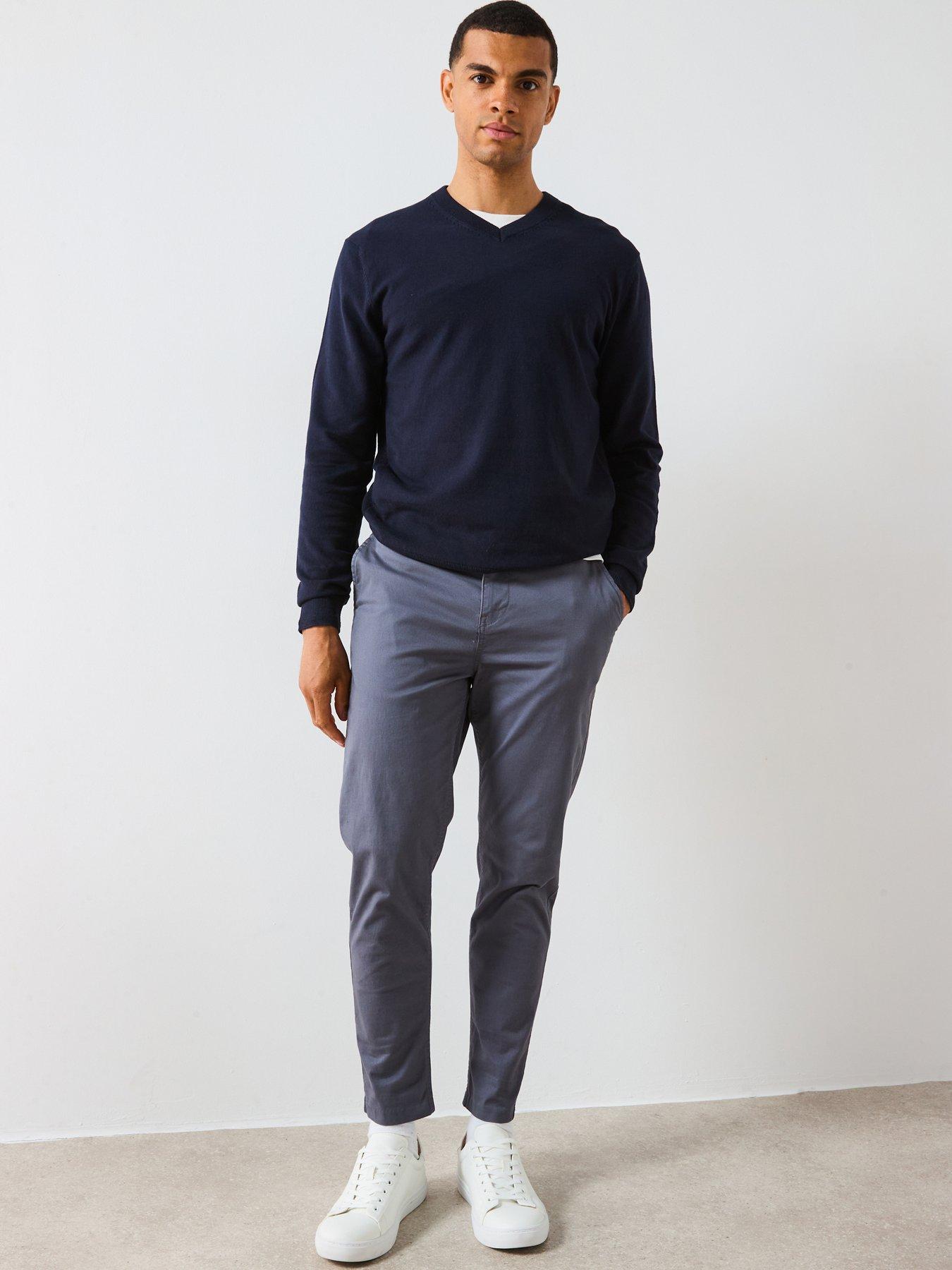Image 6 of 6 of Very Man Cotton Rich Knitted V Neck Jumper - Navy