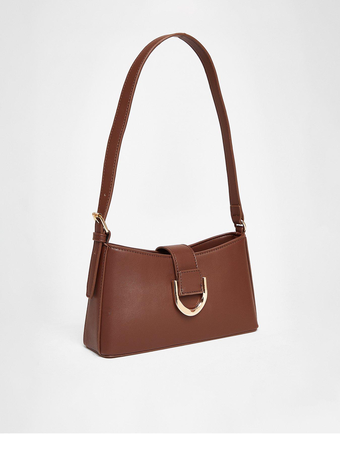 Image 2 of 4 of Quiz Brown Buckle Shoulder Bag