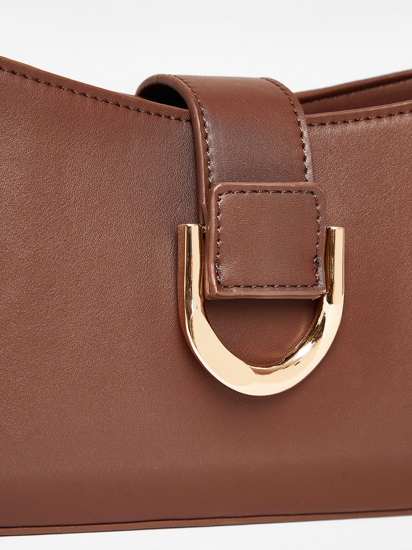 Image 3 of 4 of Quiz Brown Buckle Shoulder Bag