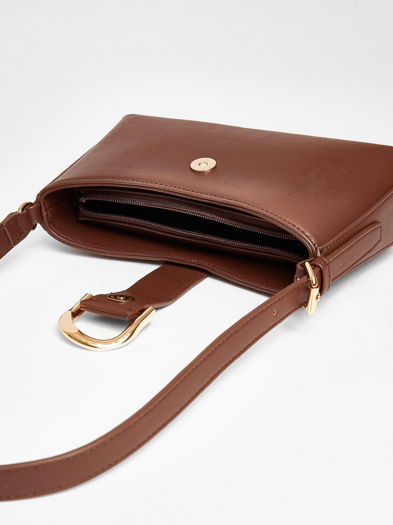 Image 4 of 4 of Quiz Brown Buckle Shoulder Bag