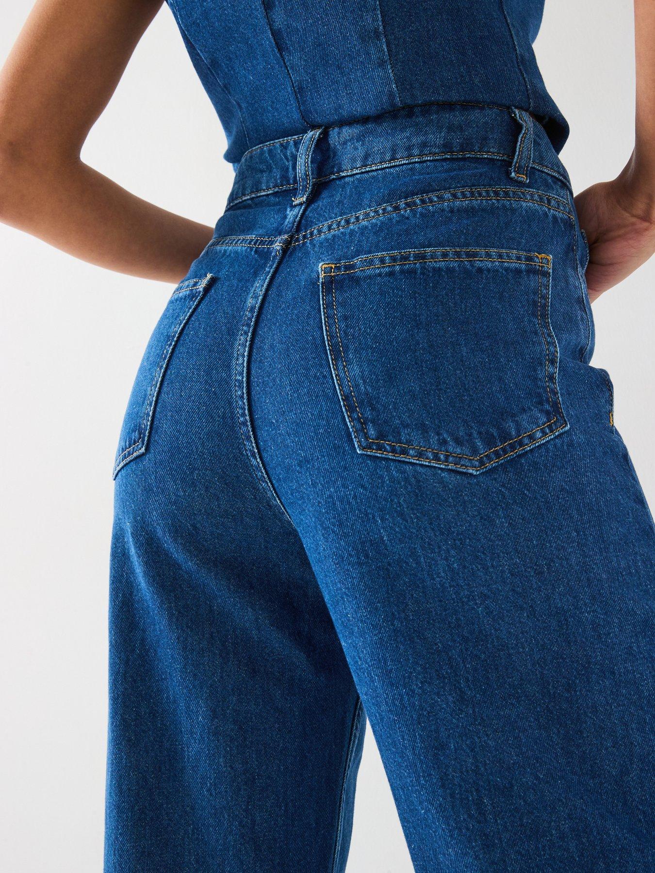 Image 6 of 6 of V by Very Denim Tailored Wide Leg Co-Ord Jeans - Mid Wash
