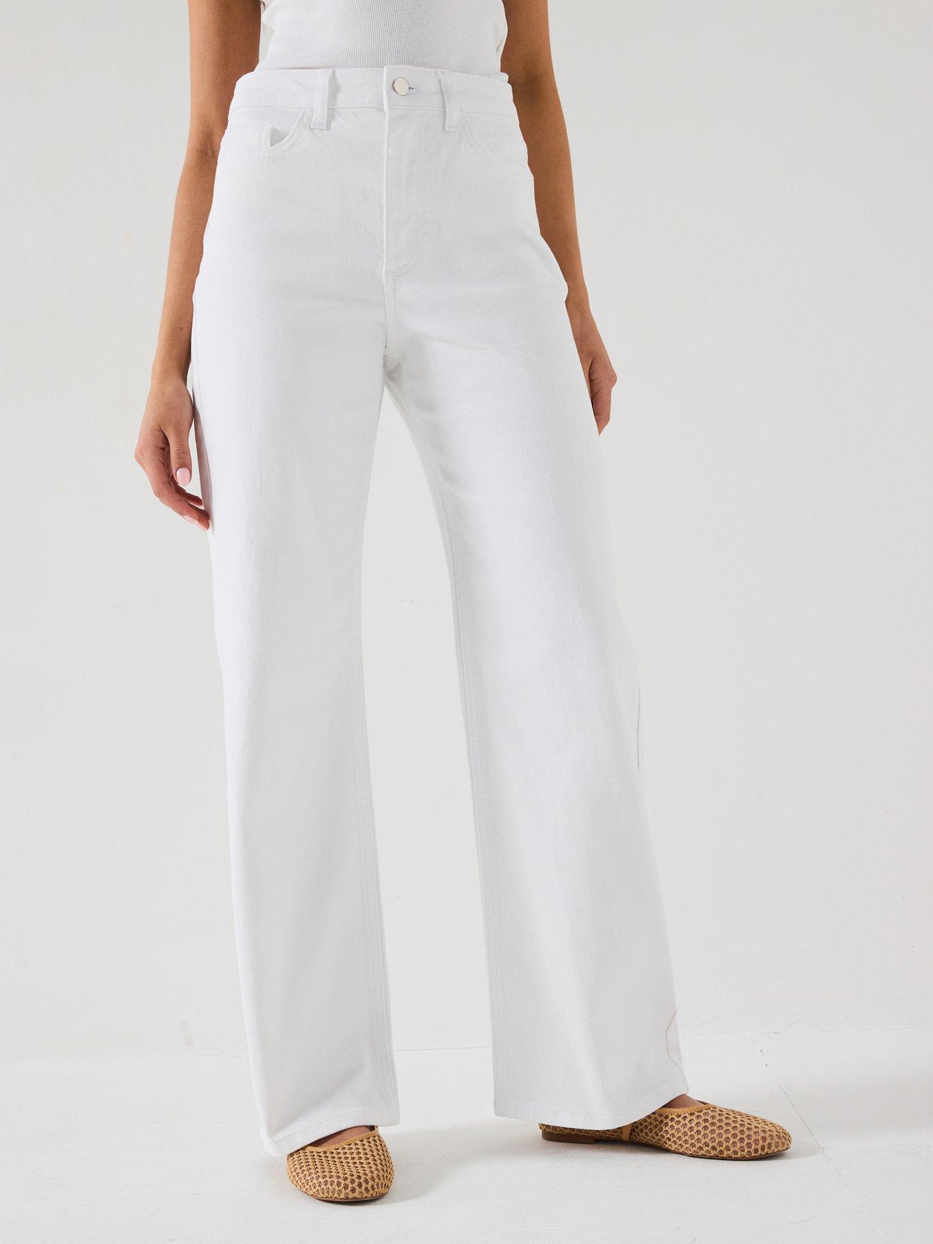 undefined Wide Leg High Waist Jeans - White