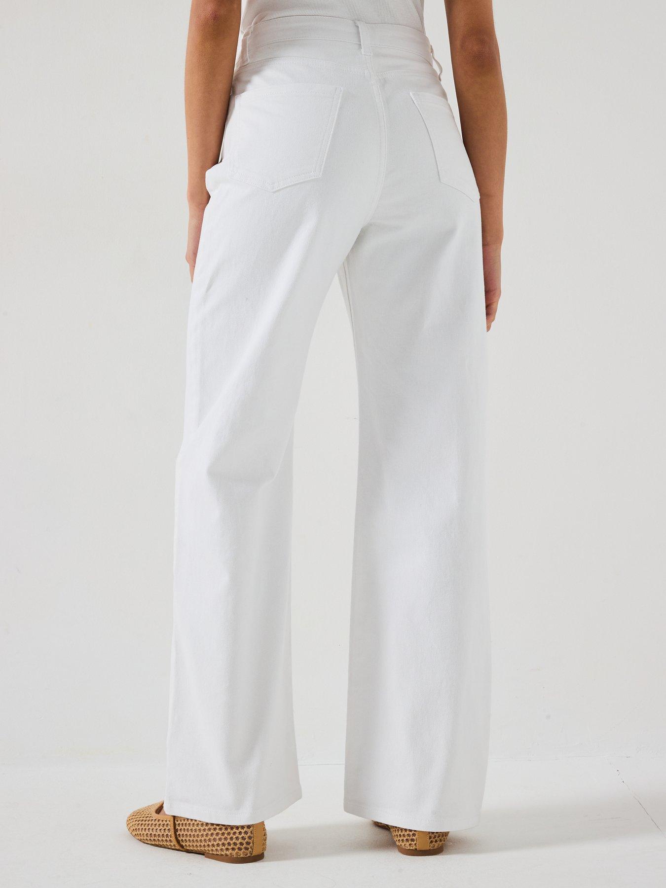 Image 2 of 6 of V by Very Wide Leg High Waist Jeans - White