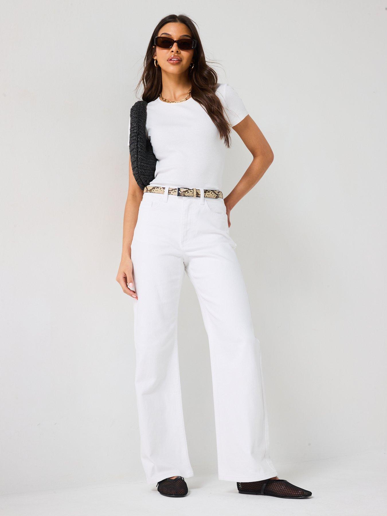 Image 6 of 6 of V by Very Wide Leg High Waist Jeans - White