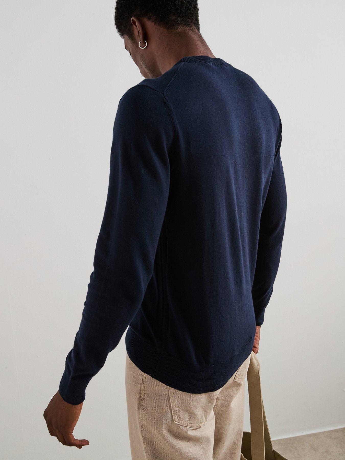 Image 2 of 6 of The Very Collection Cotton Rich Knitted Crew Neck Jumper - Navy