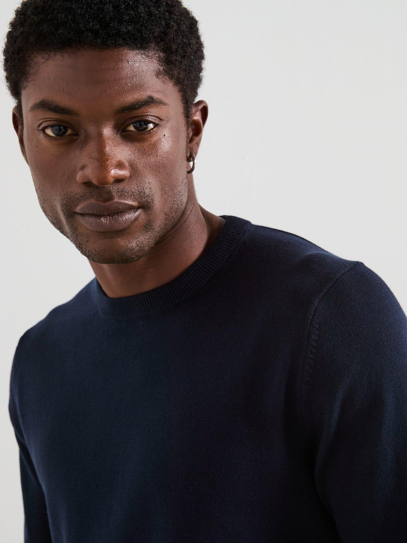 Image 4 of 6 of The Very Collection Cotton Rich Knitted Crew Neck Jumper - Navy