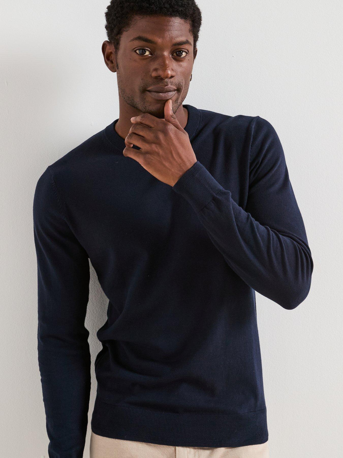 Image 5 of 6 of The Very Collection Cotton Rich Knitted Crew Neck Jumper - Navy