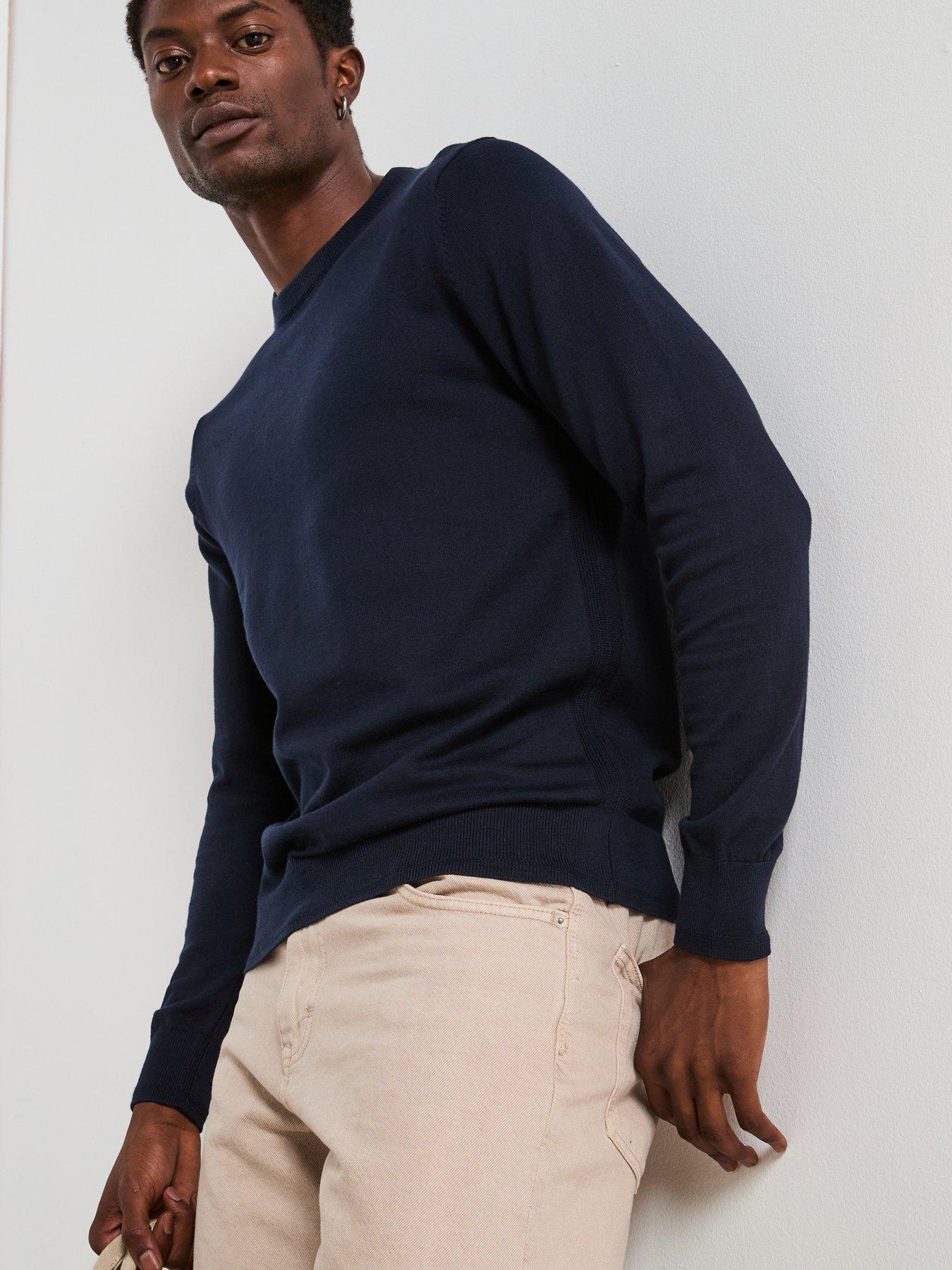 Image 6 of 6 of The Very Collection Cotton Rich Knitted Crew Neck Jumper - Navy