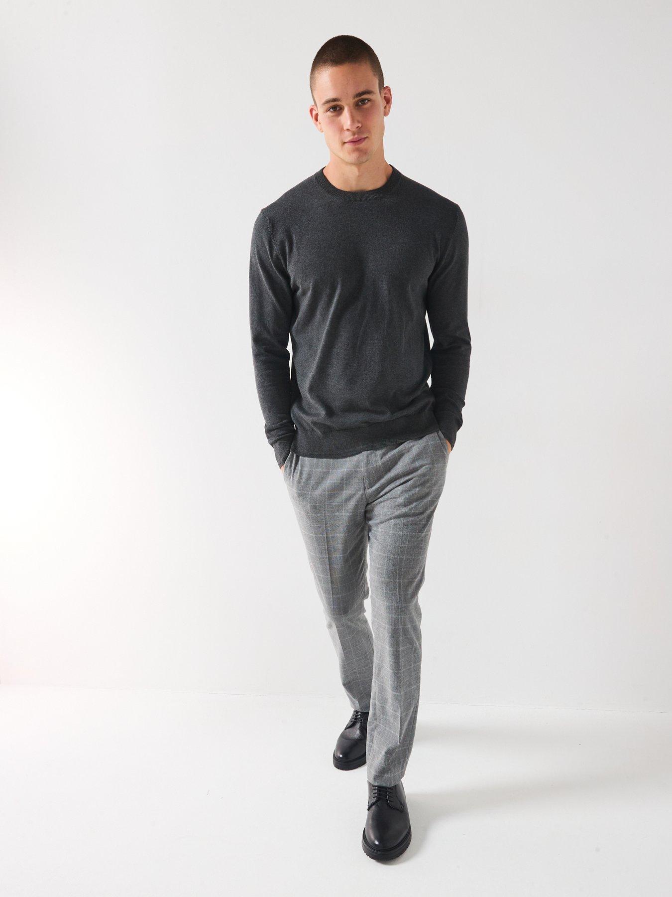 Image 3 of 6 of The Very Collection Cotton Rich Knitted Crew Neck Jumper - Charcoal