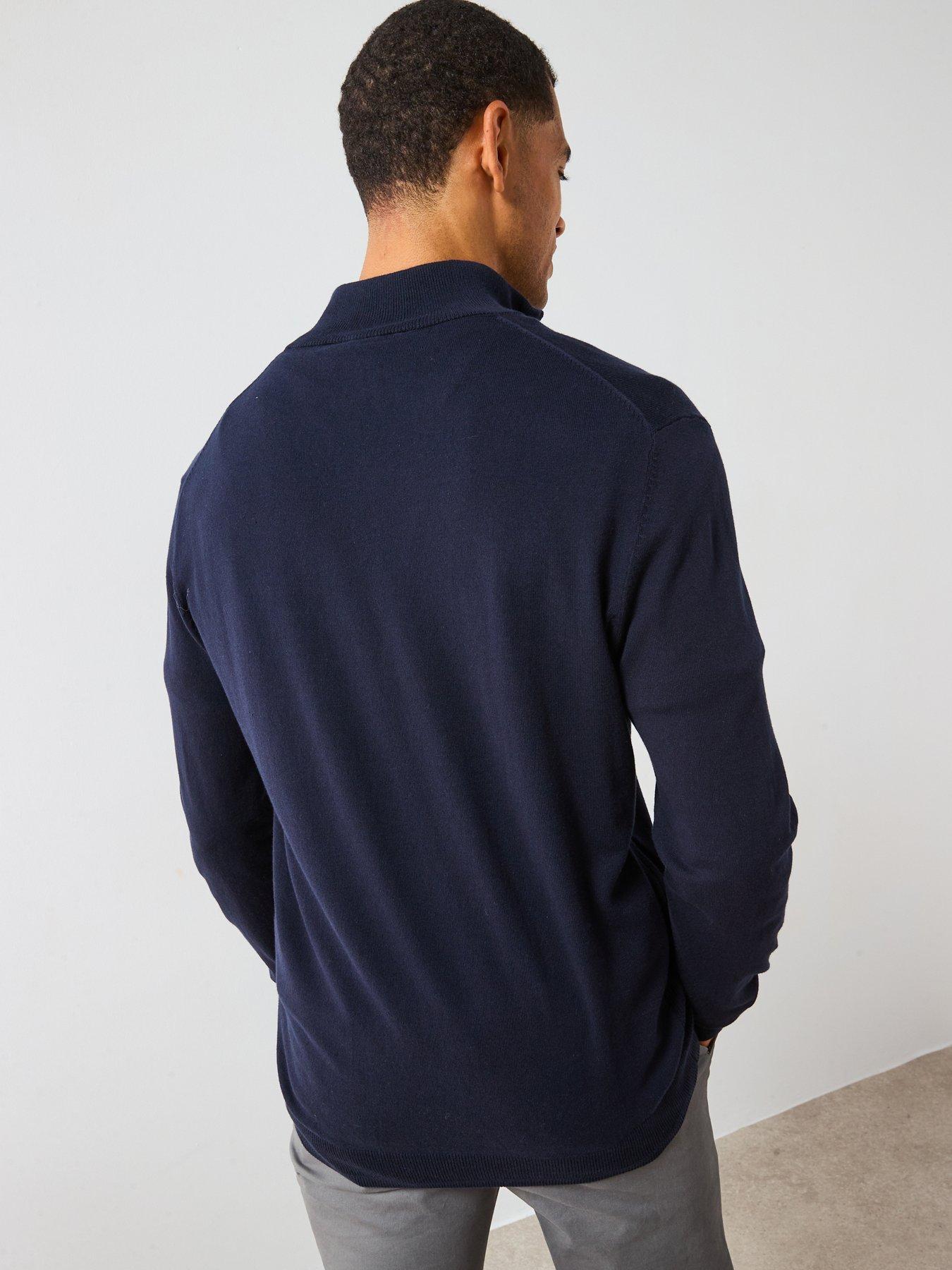 Image 2 of 6 of The Very Collection Cotton Rich Knitted 1/4 Zip Jumper - Navy