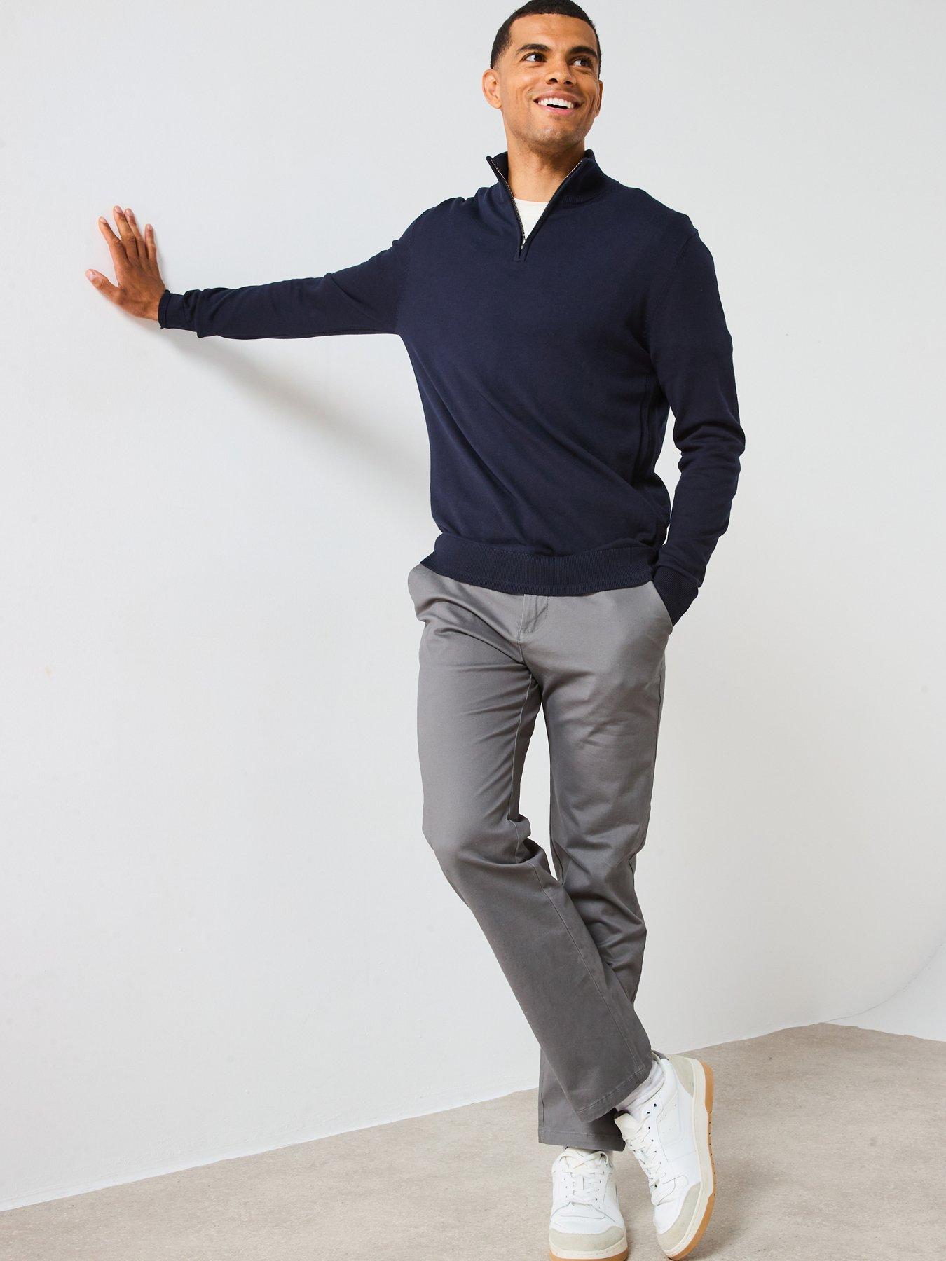 Image 3 of 6 of The Very Collection Cotton Rich Knitted 1/4 Zip Jumper - Navy
