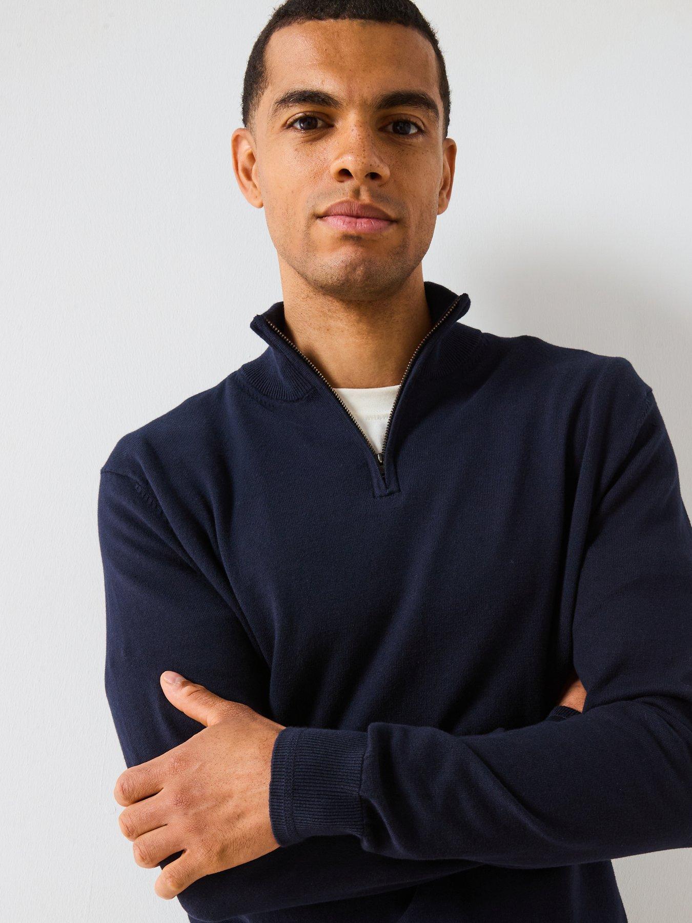 Image 4 of 6 of The Very Collection Cotton Rich Knitted 1/4 Zip Jumper - Navy