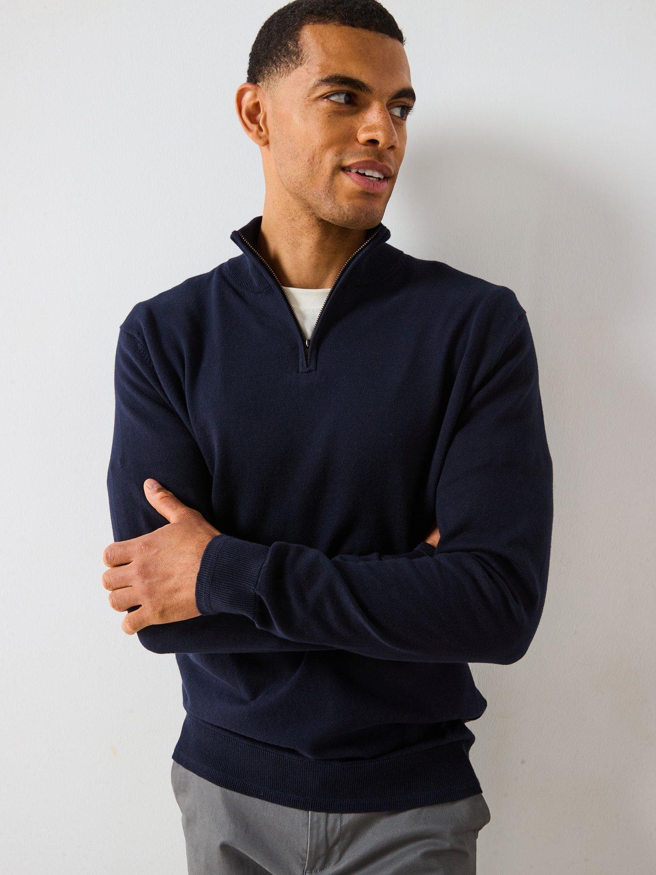 Image 6 of 6 of The Very Collection Cotton Rich Knitted 1/4 Zip Jumper - Navy