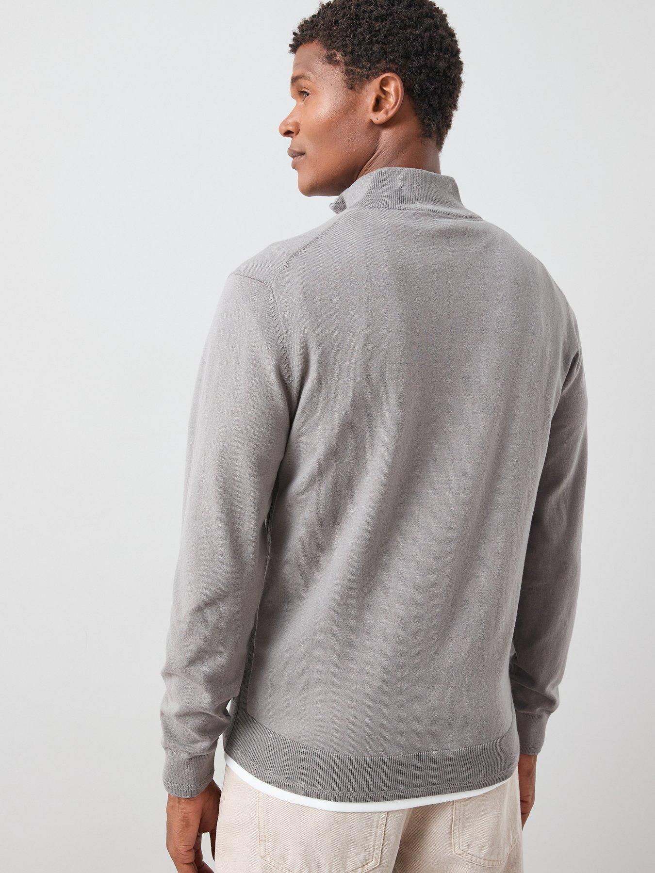 Image 2 of 6 of The Very Collection Cotton Rich Knitted 1/4 Zip Jumper - Charcoal