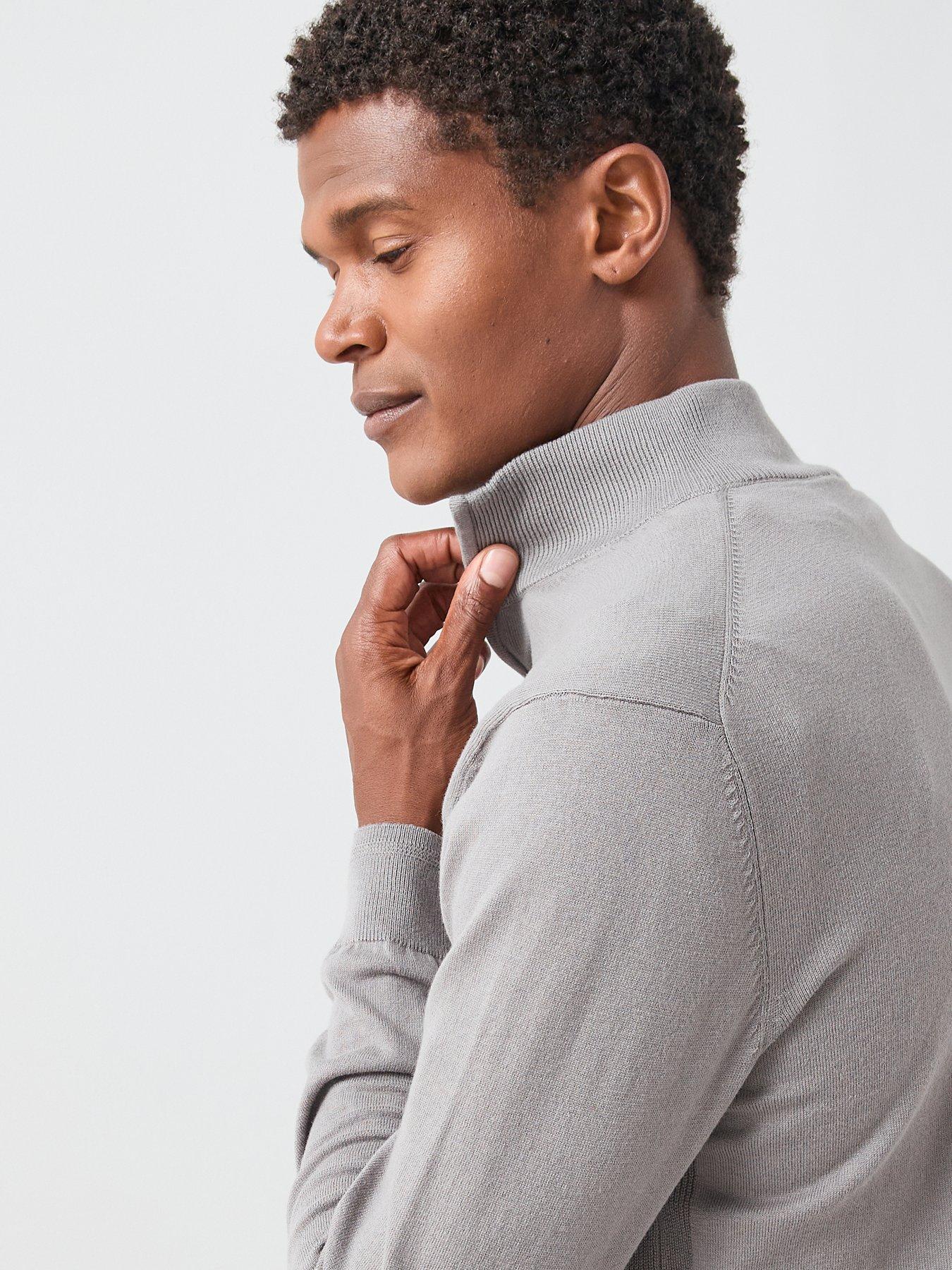 Image 4 of 6 of The Very Collection Cotton Rich Knitted 1/4 Zip Jumper - Charcoal