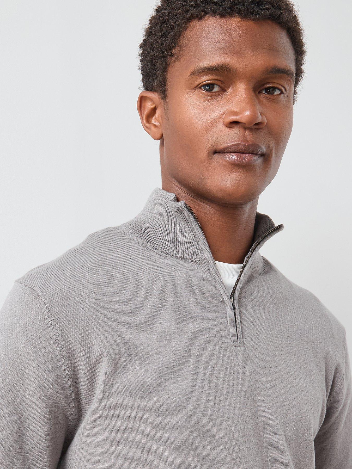 Image 5 of 6 of The Very Collection Cotton Rich Knitted 1/4 Zip Jumper - Charcoal