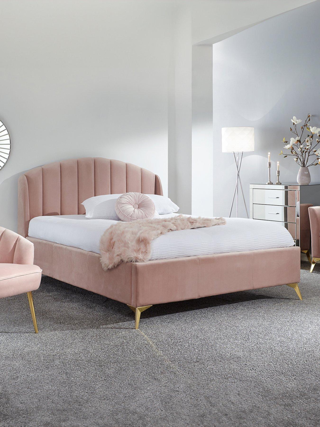 GFW Pettine End Lift Up Ottoman Storage Bed with Sleepycastle Mattress Options (Buy  &  SAVE!) - Blush Pink