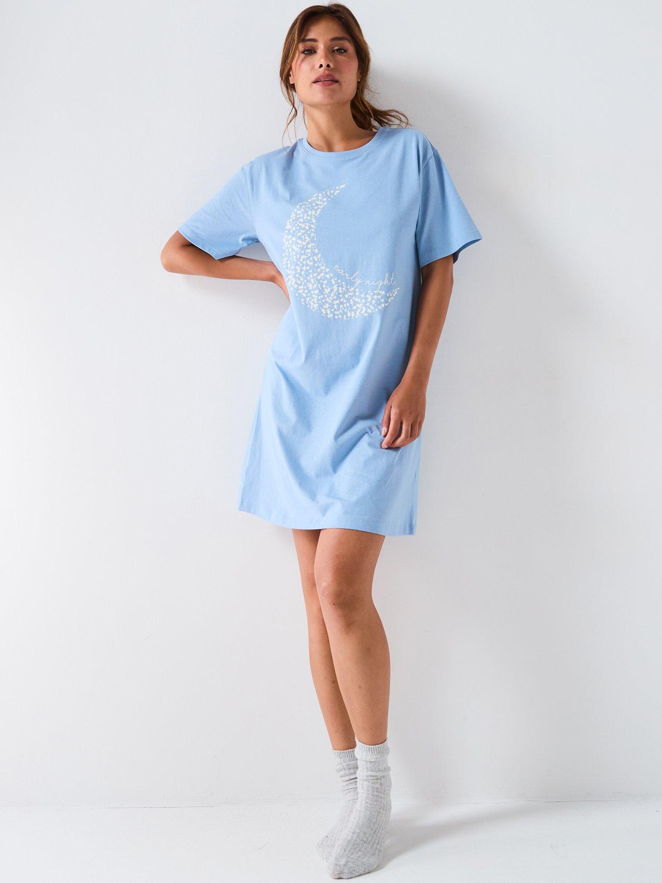 undefined Moon Print Nightdress - Blue