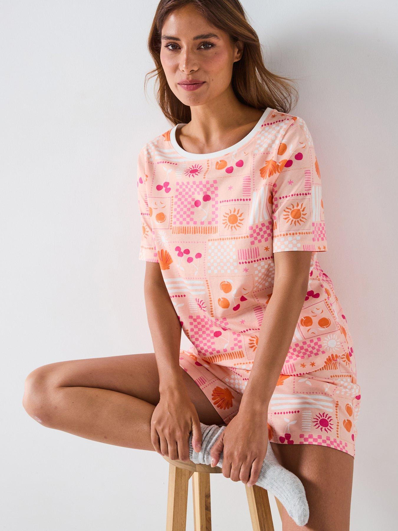 undefined Summer Print Short Sleeve Short Pyjama Set - Orange