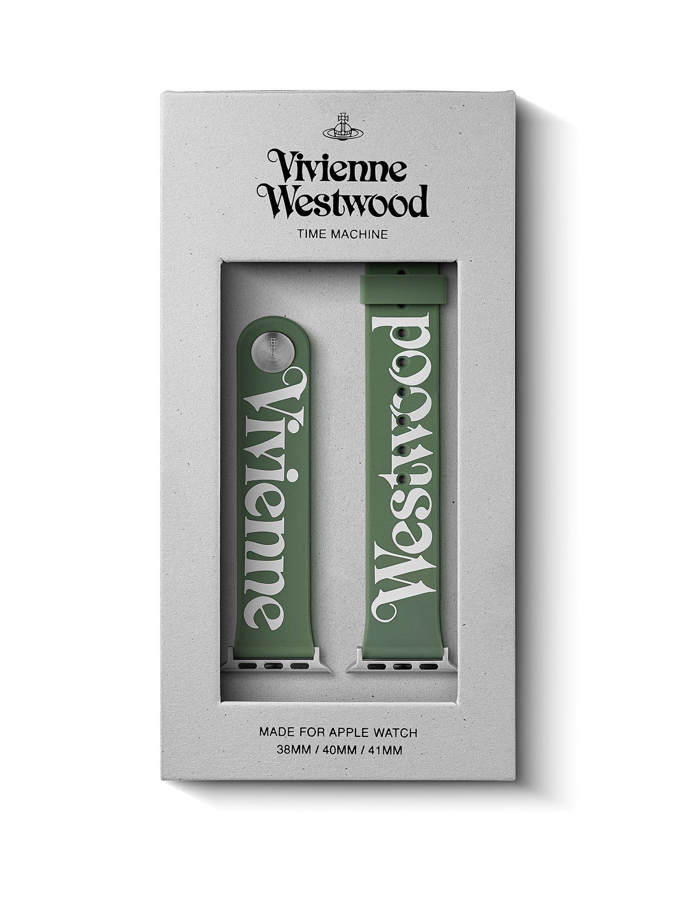 Product photograph of Vivienne Westwood Silicone Compatible Apple Watch Strap In Green from very.co.uk