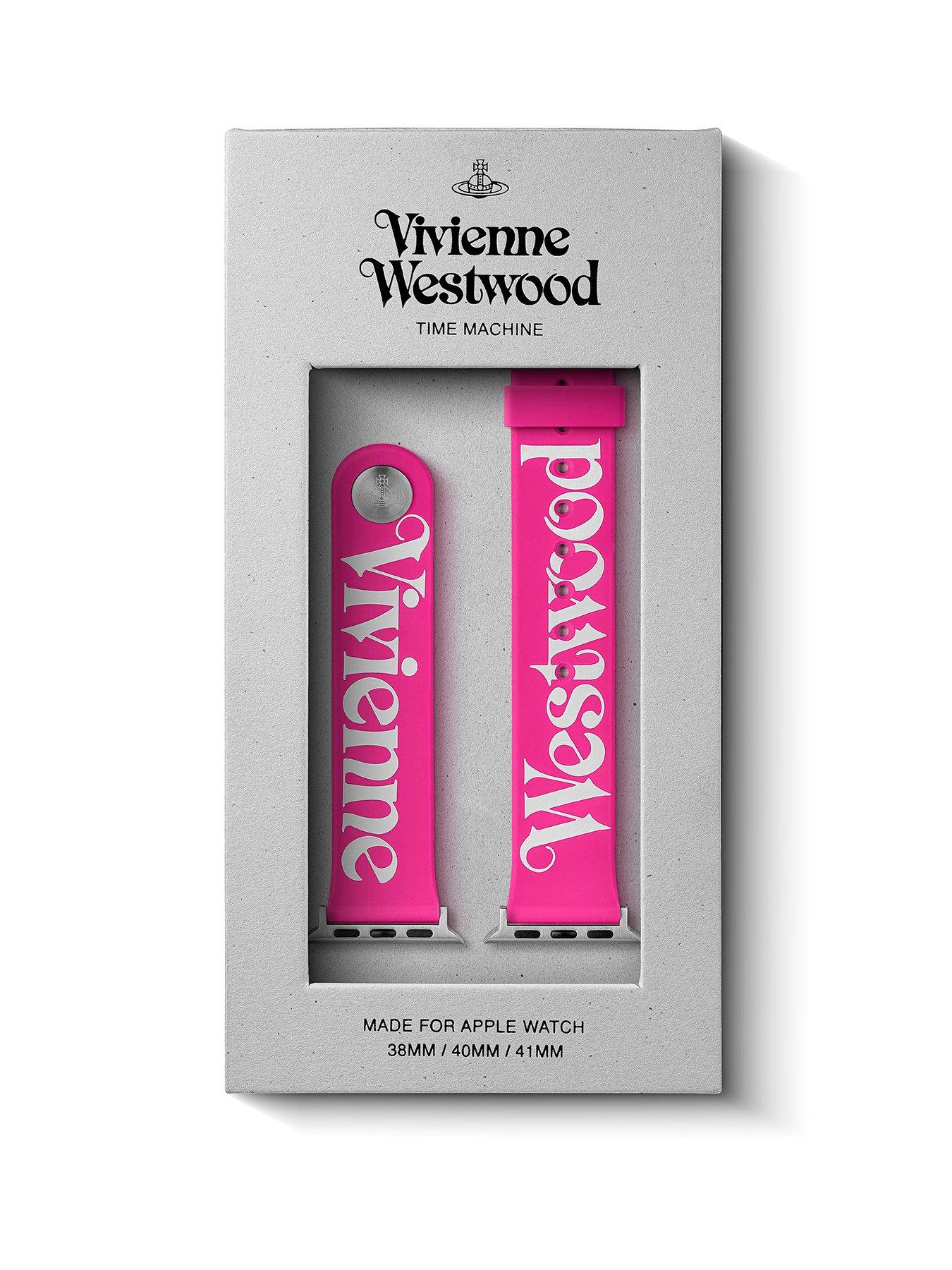 Product photograph of Vivienne Westwood Silicone Apple Watch Compatible Strap - Pink from very.co.uk