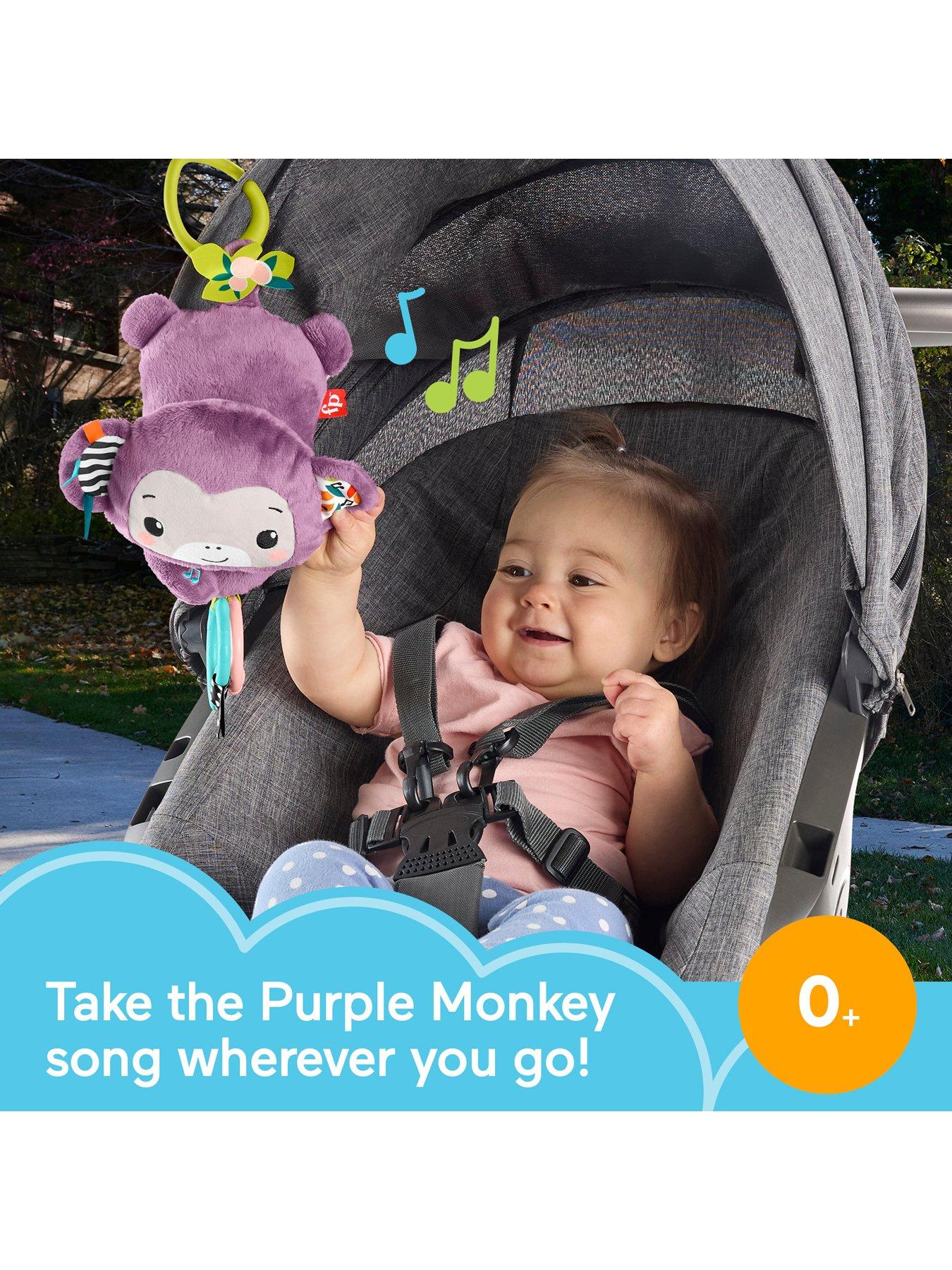 Fisher-Price Sing Go Purple Monkey Plush Baby Stroller Sensory