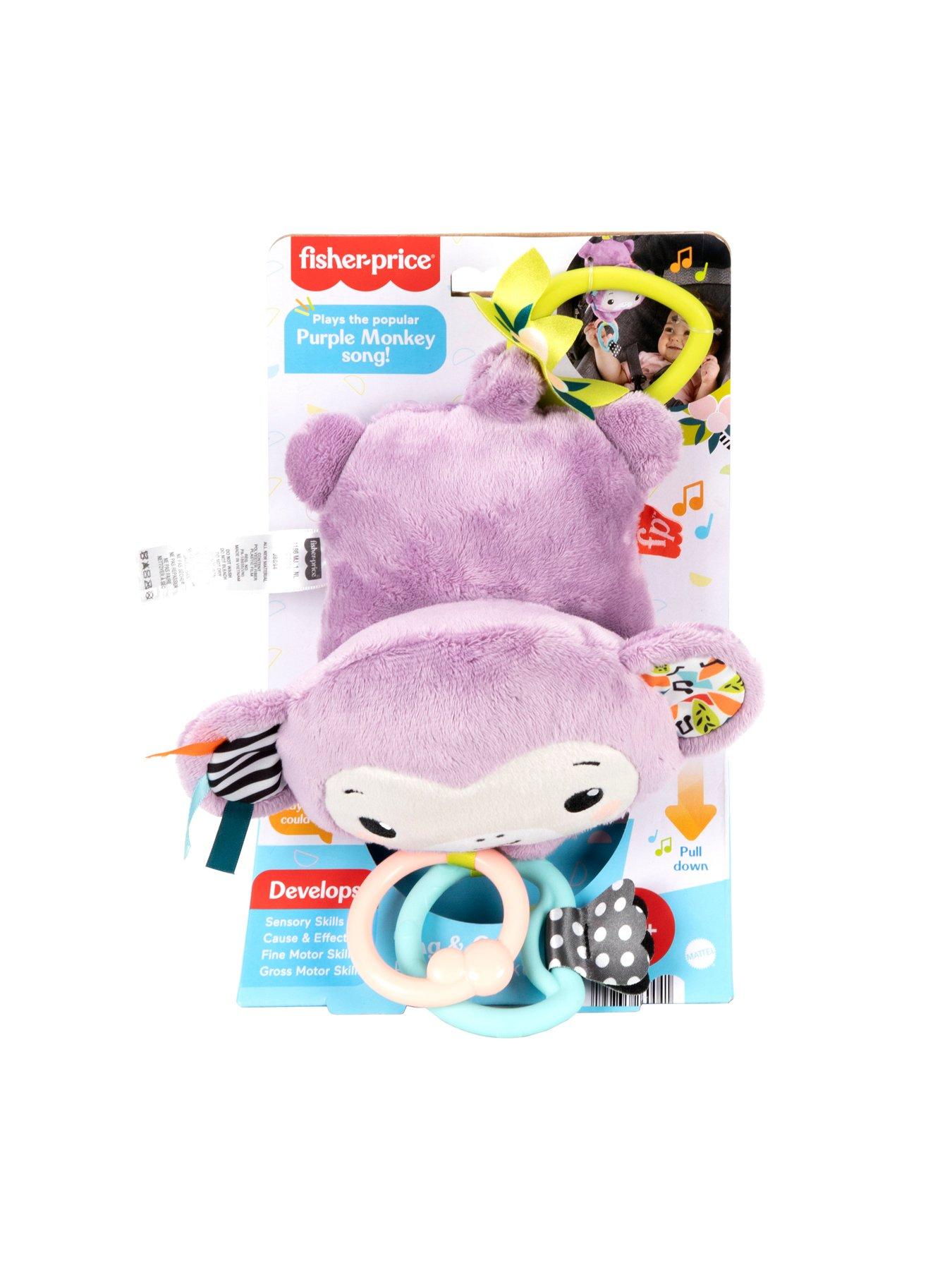 Fisher-Price Sing Go Purple Monkey Plush Baby Stroller Sensory