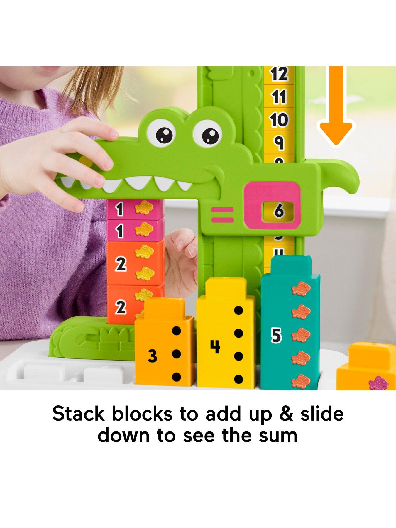 Image 3 of 7 of Fisher-Price Adding Alligator Educational Toy with 10 Stacking Blocks for Preschool Kids